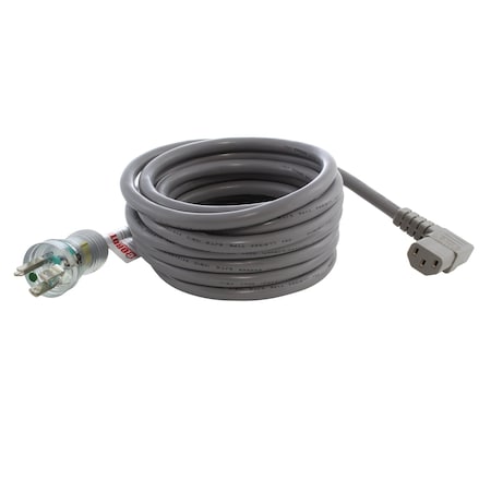 Ac Works 15ft 14/3 15A Medical Grade Power Cord With Left Angle IEC C13 Connector MD15ALC13-180